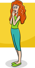 cartoon funny young woman or girl comic character