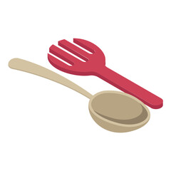 Large Spoon and Spatula isometric concept, ladles and spreader  vector icon design, Bakery and Baker symbol, food preparation and Kitchen Utensils sign, Recipe development stock illustration