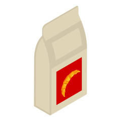 Packaging of Butter Croissant isometric concept, paper bag for Bakery Merchant vector icon design, Bakery and Baker symbol food preparation and Kitchen Utensils sign, Recipe development  illustration