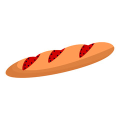 submarine sandwich isometric concept, foot long bread vector icon design, Bakery and Baker symbol, food preparation and Kitchen Utensils sign, Recipe development stock illustration