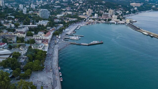 Yalta port in Crimea time lapse