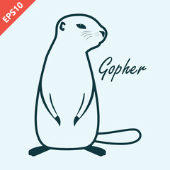 gopher animal design vector flat isolated illustration