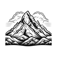 Black and white mountain vector illustration
