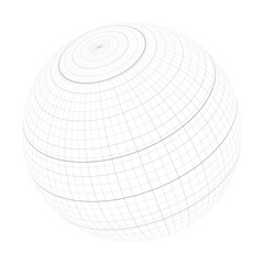 Earth planet globe grid of meridians and parallels, or latitude and longitude. Thick marked Equator, Tropic of Cancer, Tropic of Capricorn, Arctic Circle and Antarctic Circle. Vector illustration