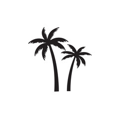 Black palm tree set vector illustration isolated on white background silhouette art black white stock illustration logo icon png. tropical, beach, landscape, pattern, paradise, coconut background