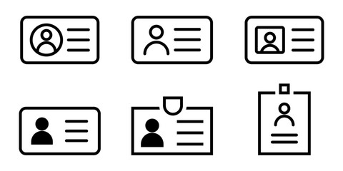 ID Card, Document, Driver License or Name Badge. Vector Icons set. - obrazy, fototapety, plakaty
