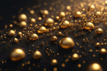 Tiny gold dust particles gold rays of light background