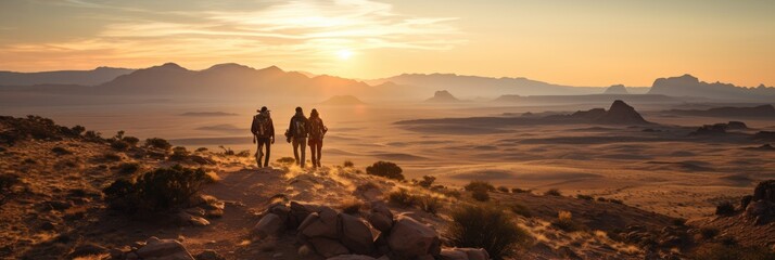 adventurers to lose themselves in the rugged beauty of a vast desert landscape at sunset
