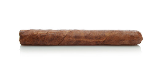 Smoking cigar isolated on white.