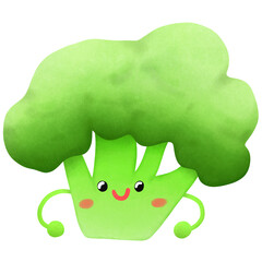 hand drawn cute broccoli illustration , vegetable collection .