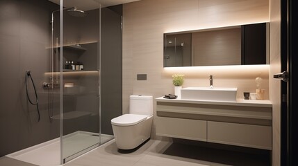 Fototapeta na wymiar modern bathroom and toilet with an elegant appearance