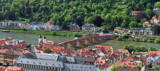 Heidelberg, Germany. Karl Theodor Bridge, commonly known as Old Bridge, across the Neckar river. The current bridge was constructed in 1788 by Elector Charles Theodore. - 706548567