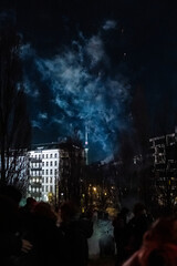 Capturing the Magic of New Year's Eve: Berlin Skyline Illuminated by Dazzling Fireworks Celebration...