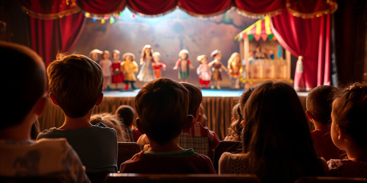 Kinder schauen sich gespannt ein Theaterst&uuml;ck an