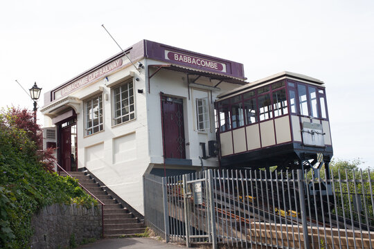 Babbacombe Cliff Lift to Oddicombe Beach in Torbay, Devon in the UK