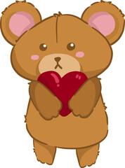 teddy bear with heart. cute animal doodle art for valentines day.