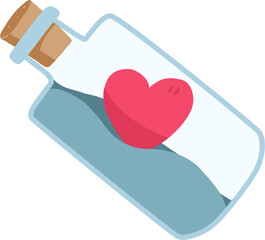 heart in glass bottle, love letter