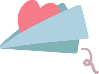 paper airplane with heart sending love letter .