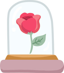 pink rose in a glasse dome - valentine rose dome