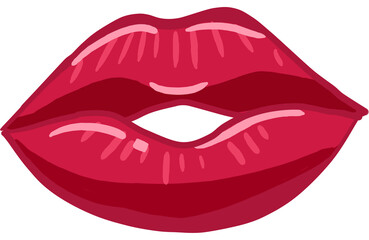 illustration of a lips kiss. woman lips with pink lipstick.