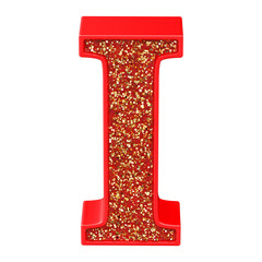 3D Letter I Font Red Alphabet illustration