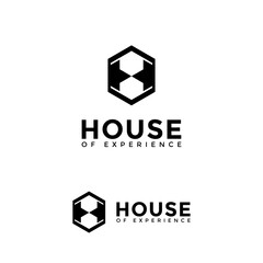 Minimalist geometric house logo design template