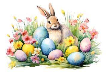 Easter clip art on white background Generative AI