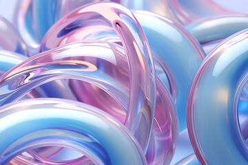 3d illustration of abstract background with colorful rings in blue and pink