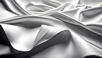 Texture of white crumpled tablecloth (bed linen). Background for various purposes, empty copy space,
