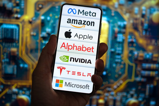 The magnificent seven in big tech. Biggest US technology companies