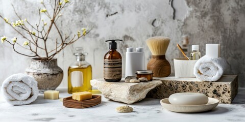 An array of beauty treatment items for spa.