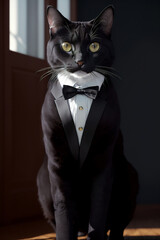 black and white cat in a tuxedo