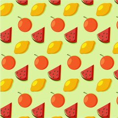 Patter of fruits and vegetables, on a bright background, vector image