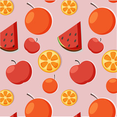 pattern on a bright background with fruits and vegetables