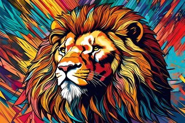 Lion head in pop art style
