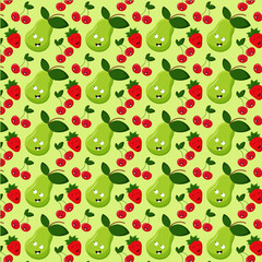 pattern on a bright background with fruits and vegetables