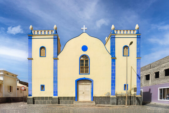 Vibrant Santa Isabel Church: Exterior Beauty in Boa Vista, Cape Verde 