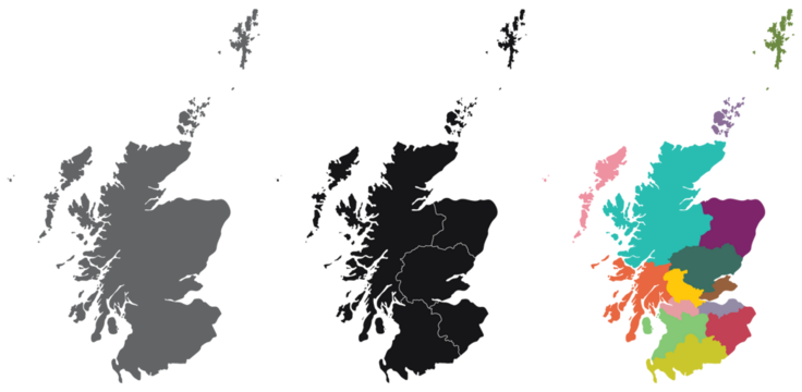 Scotland map. Map of Scotland in set