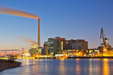 Old coal power plant at the river rhine in Mannheim - Germany