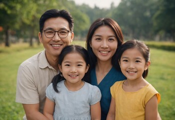 portrait of happy asian family 