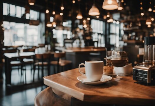 This stunning coffee shop photograph featuring a cozy shelf and table setup perfect for a cafe