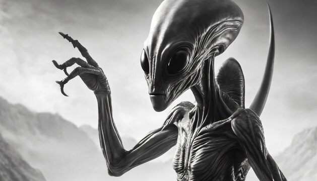 closeup of an allien