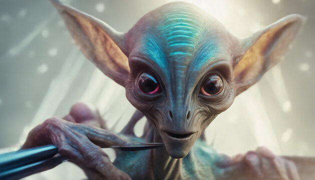closeup of an allien