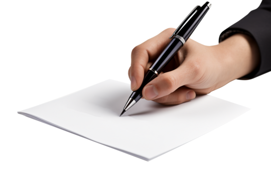 Closeup of man's hand writing on paper