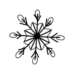 Cute snowflake isolated on white background. Flat snow icon