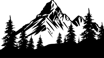 Mountains vector.Mountain range silhouette isolated vector illustration. AI generated illustration.