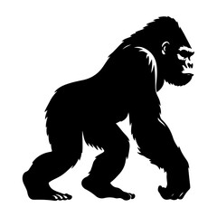 minimal Gorilla walking pose vector silhouette 
