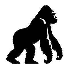 minimal Gorilla walking pose vector silhouette 