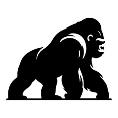 minimal Gorilla walking pose vector silhouette 