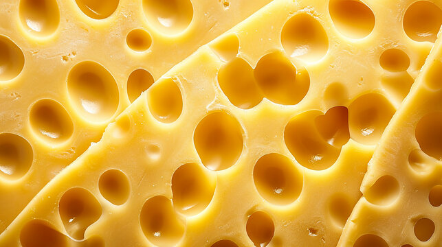 primo piano di formaggio tipo emmenthal visto dall'alto , a pezzi